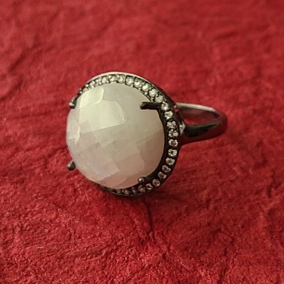 Moonstone Ring Size 8 Sterling silver oxidized -Rare ring -Fashion Jewelry - Picture 2 of 9